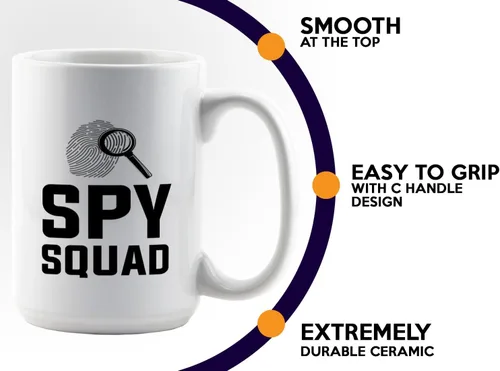 Vista 5 de Taza de café detective de 15 onzas, color blanco, escuadrón espía, oficial de policía, patrulla policial, detective, policía, policía, policía