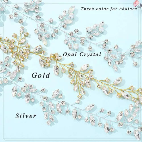 Vista 6 de Unicra Diadema de cristal con diamantes de imitación para novia y niñas, 17.7 pulgadas (plateado)