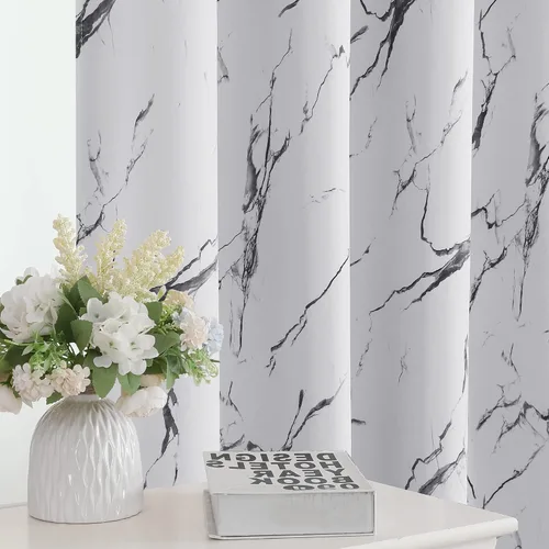 Vista 17 de H.VERSAILTEX Cortinas 100% opacas de 63 pulgadas de largo, juego de 2 paneles de cortinas estampadas con aislamiento térmico para dormitorio