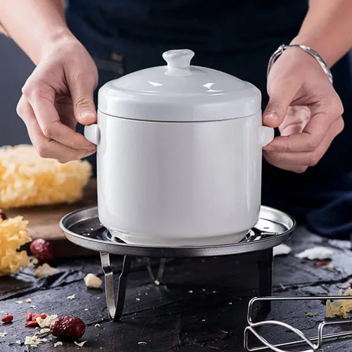 Vista 6 de FRCOLOR Olla pequeña de cerámica con tapa, cuenco de sopa de vapor de 13.5 fl oz, taza al vapor con asa para el hogar, cocina, huevo, natillas