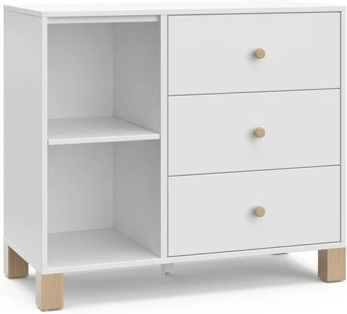 Vista 19 de Storkcraft California - Cómoda de 3 cajones con cambiador, color negro/madera flotante