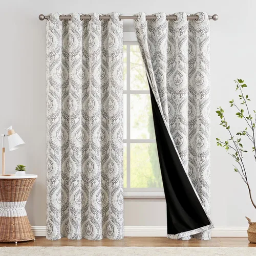 Vista 24 de jinchan Cortinas de lino texturizadas para oscurecer la sala de estar, 54 pulgadas de largo, cortinas de medallón para dormitorio, tratamientos