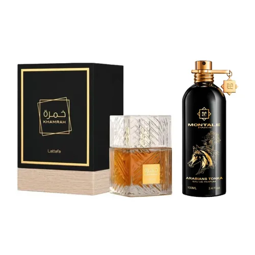 KHAMRAH ESTUCHE+TONKA MONTALE+PERFUMERO de AROMA DE PRIMERA