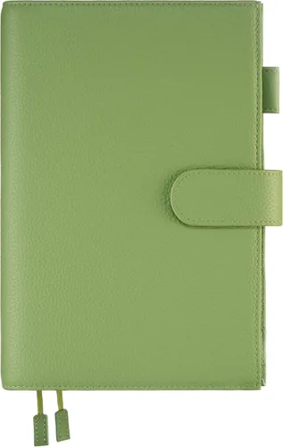 Vista 14 de A5 Funda de cuero para planificador de Hobonichi Cousin, Stalogy, Midori, Leuchtturm1917, y más - con presilla para bolígrafo, ranuras para Negro