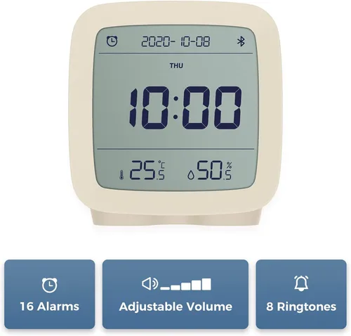 Vista 3 de qingping Reloj despertador digital Bluetooth inteligente con múltiples alarmas, funciona con pilas, pequeño reloj despertador con pantalla
