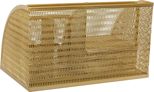 Vista 9 de Martha Stewart Ryder - Organizador de escritorio pequeño de metal de malla dorada para accesorios de oficina, cuadernos, soporte para bolígrafos