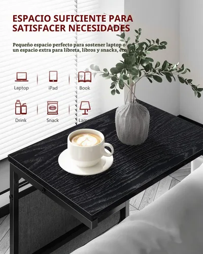 Vista 4 de Vantic - Mesa auxiliar en forma de C, mesa lateral pequeña para sofá y reclinable, bandeja deslizable debajo del sofá con bolsa de almacenamiento