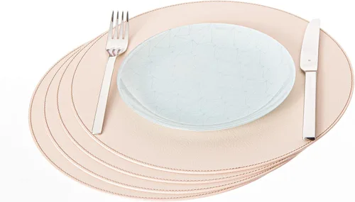 Vista 7 de Nikalaz Nikalaz - Juego de 4 manteles individuales redondos de cuero reciclado de 15 pulgadas, decoración de mesa de comedor y cocina (negro)