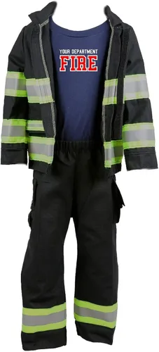 Vista 2 de Traje de bombero personalizado negro de 3 piezas para niños pequeños