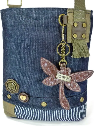 Vista 3 de Chala Bolso Patch Bandolera DRAGONFLY Denim Azul Marino Bolsa, Pequeño