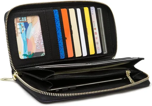 Vista 63 de Cartera de mano para mujer, estilo bohemio, con RFID, elegante, espaciosa con correa para viajes, capacidad para tarjetas, teléfono, dinero