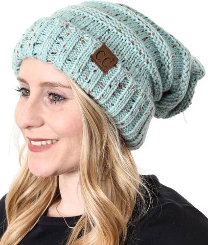 Vista 307 de Funky Junque Gorro de moda de punto trenzado de talla extragrande, grueso, abrigado, suave y holgado