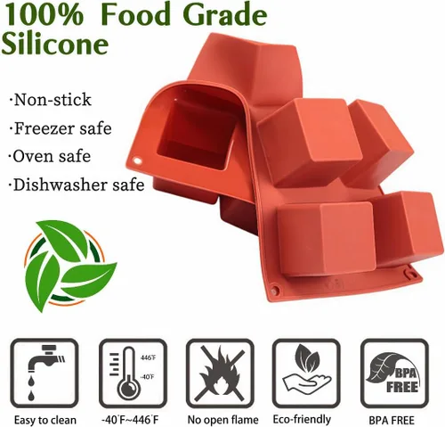 Vista 4 de JOERSH Molde de silicona para pastel en forma de cubo Molde cuadrado 3D de mini mousse de 2 x 2 x 2 pulgadas, moldes de postre francés
