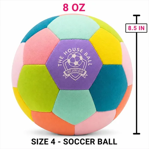 Vista 4 de The House Ball - La pelota de fútbol original suave y segura para interiores, tamaño 4, creada para el interior de tu hogar y patio, sin rozaduras