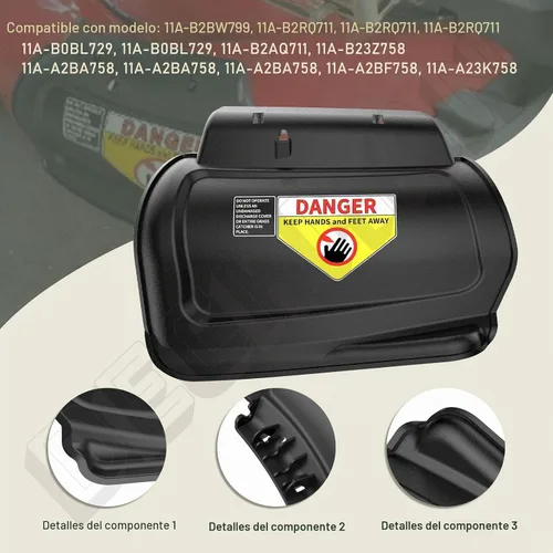 Vista 7 de 987-02516A Conjunto de tapón de mulching con bisagras para modelos Troy
