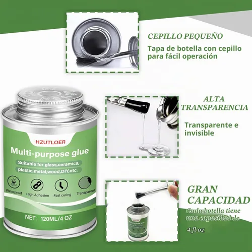 Vista 3 de Súper pegamento multiusos Adhesivo transparente de alta resistencia de 4 onzas con cepillo para madera, cerámica, cuero, plástico, manualidades