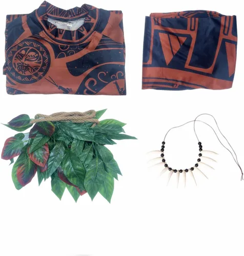 Vista 4 de Maui Tattoo CamisaPantalones de Halloween para adultos, hombres, mujeres, cosplay, conjunto de pelucas