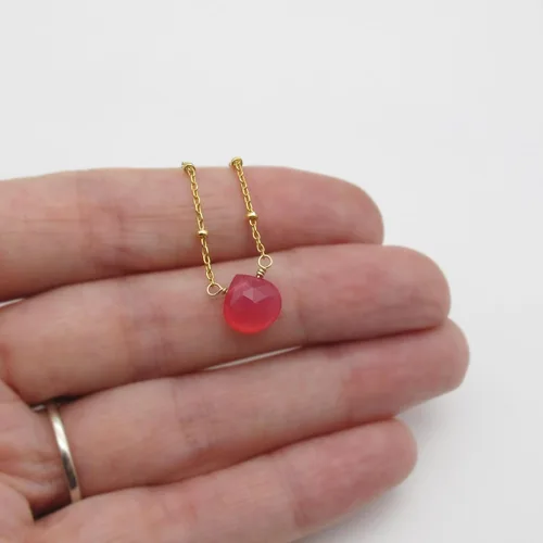 Vista 23 de Collar con colgante de piedra natal con piedra preciosa genuina, relleno de oro de 14 quilates, 18 pulgadas