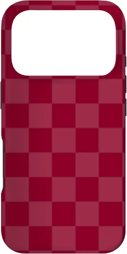 Vista 30 de Funda de diseño simple con diseño a cuadros rojo burdeos para iPhone 16