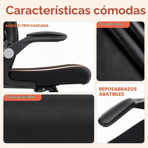 Vista 5 de Silla de oficina ergonómica, cómoda silla de escritorio de oficina para computadora, color negro