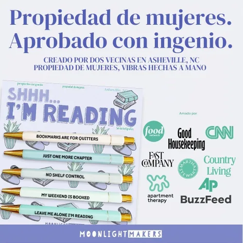 Vista 7 de Moonlight Makers Bolígrafos de tinta negra, juego de 5, Shh. I'm Reading Shh... Estoy leyendo