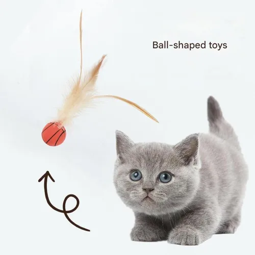 Vista 5 de Nuevo juego de juguetes interactivos de bolas de plumas para gatos 2025