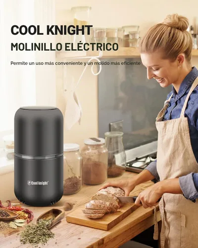 Vista 5 de COOL KNIGHT Molinillo eléctrico de hierbas [gran capacidad/alta velocidad de rotación] - Molinillo eléctrico para especias y hierbas (gris 2)