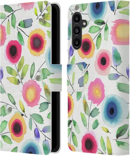 Vista 205 de Head Case Designs Officially Licensed Ninola Ditsy Flowers Yellow Nature Bold Leather Wallet Case Compatible with Samsung Galaxy A07 4G