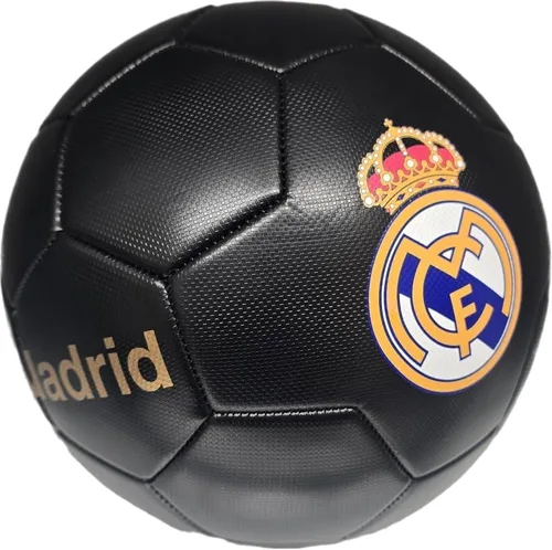 Vista 3 de Icon Sports Balón de fútbol negro de edición limitada del Real Madrid, con licencia oficial, tamaño 5 (tela brillante), grado S