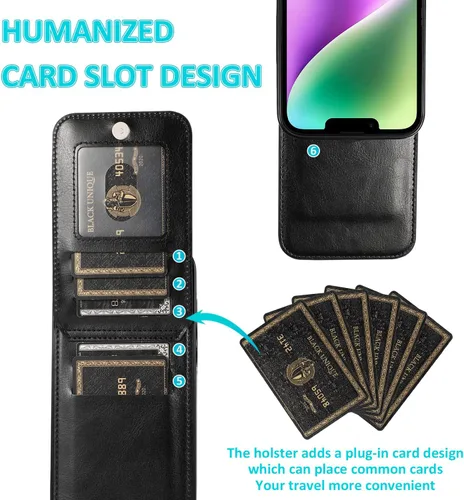 Vista 3 de Asuwish Funda compatible con iPhone 15 de 6.1 pulgadas con protector de pantalla de vidrio templado y tarjetero para tarjetas de crédito, soporte