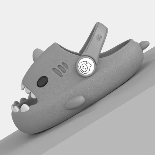Vista 2 de Metogo Cloud Shark - Pantuflas antideslizantes con punta abierta para adultos, mujeres y hombres, lindas sandalias ligeras en la playa y ducha