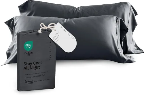 Vista 19 de Olive + Crate Tencel - Fundas de almohada de eucalipto, 100% Tencel Lyocell fundas de almohada refrescantes para personas que duermen con calor