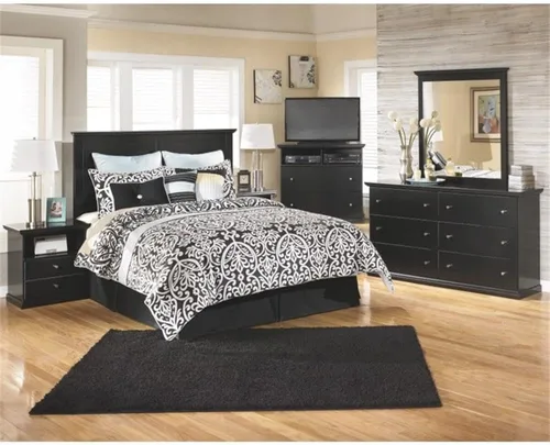 Vista 2 de Signature Design by Ashley Maribel - Cabecera rústica con paneles de granja, King/California, color negro