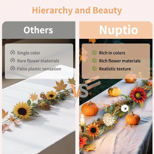 Vista 9 de NUPTIO Guirnalda de otoño con calabaza de girasol: decoración de otoño de 6