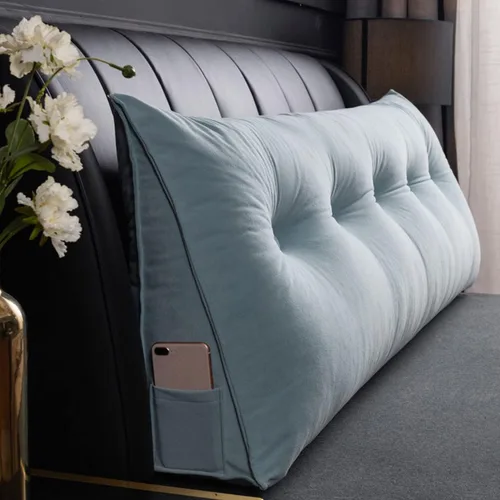 Vista 15 de Almohada triangular para cabecero, cojín triangular de color sólido, almohada de descanso en cama, almohada extraíble con soporte de cuña grande