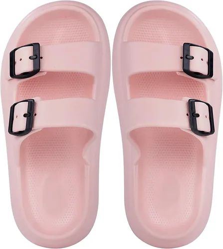Vista 7 de KVbabby Sandalias de nube para niños, doble hebilla ajustable, sandalias para niñas y niños, suela gruesa, cojín de ducha antideslizante