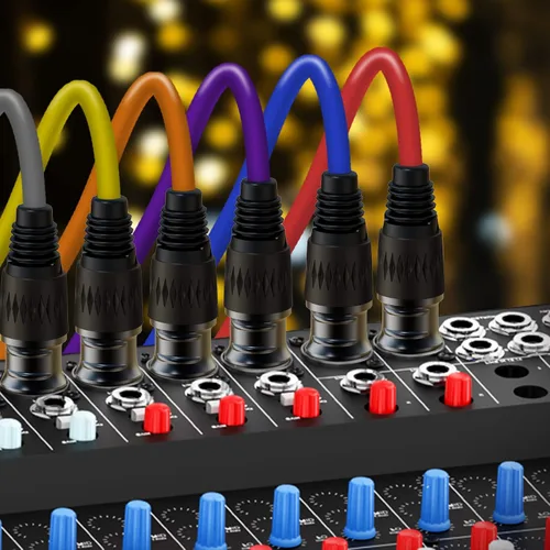 Vista 6 de Cables XLR, cable de micrófono de 3 pies, paquete de 10 unidades, XLR macho a hembra chapado en oro de 3 pines, cable de 10 colores, cable