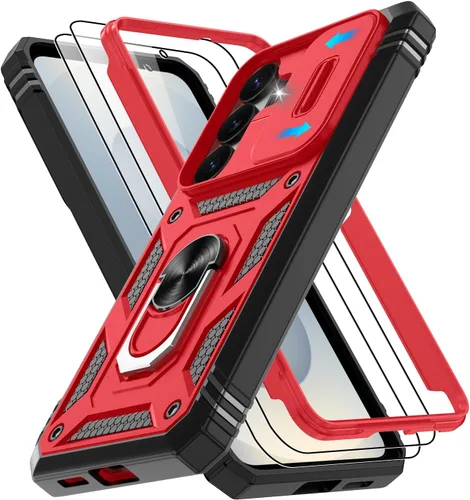 Vista 23 de Gritup Funda para Google Pixel 6 con cubierta deslizante para cámara y protector de pantalla (2 unidades), soporte de anillo giratorio 360°, funda