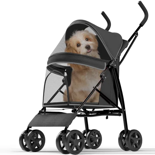 Vista 15 de OS MOTOR - Carriola para mascotas con 3 ruedas para mascotas pequeñas/medianas, portavasos plegable y portátil para perro gato cachorro gatito
