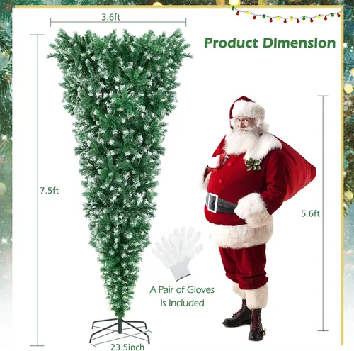 Vista 7 de BestComfort Árbol de Navidad artificial preiluminado, 7.5 pies invertido con 1100 puntas de rama, 400 luces LED, 8 modos de iluminación
