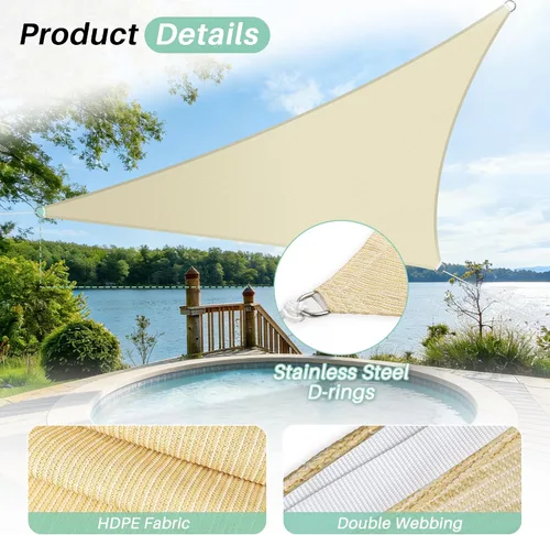 Vista 52 de SunnyRoyal Toldo parasol triangular de 8 x 8 x 8 pies con bloqueo UV, para patio, jardín, piscina (turquesa)
