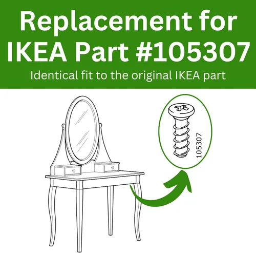 Vista 2 de Spare Hardware Parts Marco de cama y tornillo de escritorio (IKEA Parte #105307) (paquete de 8)