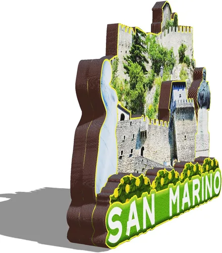 Vista 2 de Imán de madera 3D de San Marino Europa para nevera, recuerdos coleccionables, decoración hecha a mano, artesanías 3