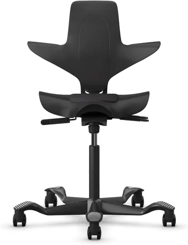 Vista 7 de HAG Capisco Puls - Silla de escritorio ajustable para sentarse a pie, marco negro, cojín parcial negro