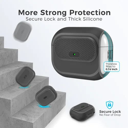 Vista 4 de TRONWIN Funda para AirPods Pro 2, [con bloqueo] Funda para AirPods Pro de una pieza (2ª/1ª generación), funda protectora completa de silicona suave