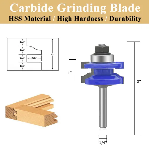 Vista 3 de TAIWAIN 1/4 Inch Shank Wood Router Bit Set 3 PCS, Milling Tool for Woodworking, Cabinet Door Rail Stile, Router Bits Sets Cutter Tool for Carbide