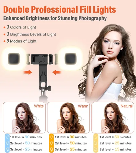 Vista 11 de Trípode para teléfono Selfie Stick - Soporte para teléfono celular de 71 pulgadas de alto con control remoto inalámbrico desmontable y 2 luces LED