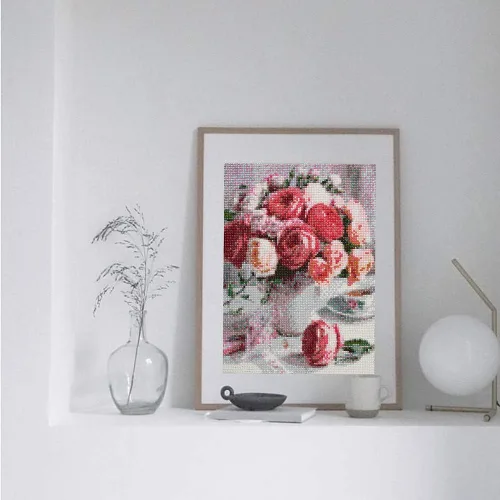 Vista 9 de Koikify Diamond Art - Kit de pintura de diamantes para adultos, diseño de rosas rosadas, manualidades para decoración de pared del hogar y regalo