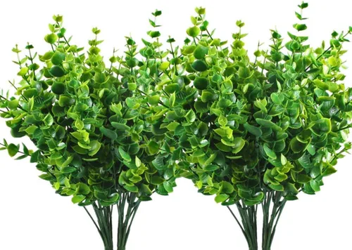 Vista 16 de Arbustos artificiales, plantas de plástico, hierba de bambú, vegetación falsa, exterior, interior, jardín, terraza, parterre, guirnalda de boda