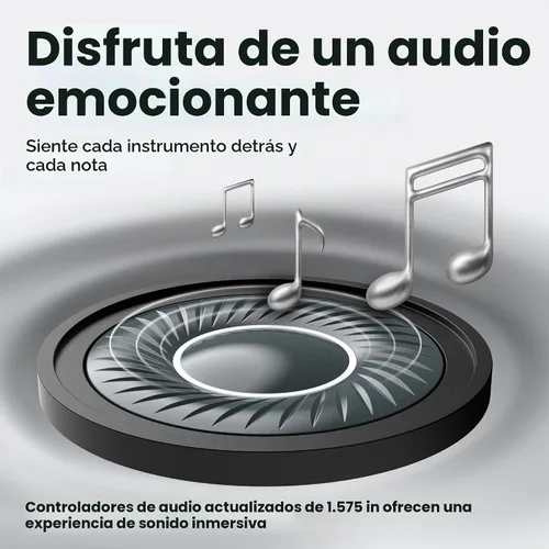 Vista 2 de PowerLocus Auriculares Bluetooth Sobre la Oreja, 60H Tiempo de Reproducción, 4 Modos EQ Auriculares Inalámbricos con Micrófono, Auriculares